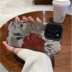 เคสโทรศัพท์มือถือลายดอกไม้<span class=keywords><strong>สี</strong></span><span class=keywords><strong>เทา</strong></span>แดงพิมพ์ลายหนังเทียม TPU สำหรับ <span class=keywords><strong>iPhone</strong></span> X Xr 11 12 13 14 15 16 17 18 Pro Max - Product Image 3
