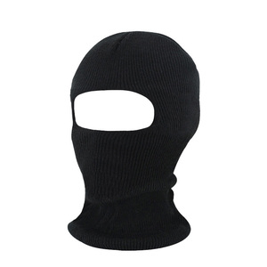 Venta al por mayor de pasamontañas personalizado de invierno máscara de esquí de cara completa gorro de punto de 1 agujero para uso deportivo disponible estilos impresos en blanco - Product Image 1
