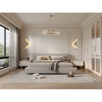 Armoire moderne simple à rainures cintrées avec motif, design dissimulé intégré, armoire sur pied sur mesure pour chambre à coucher