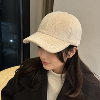 Casquette de baseball en peluche à visière bec de canard, chaude, en tissu doux, réglable, pour l'hiver, style décontracté et pour les trajets quotidiens