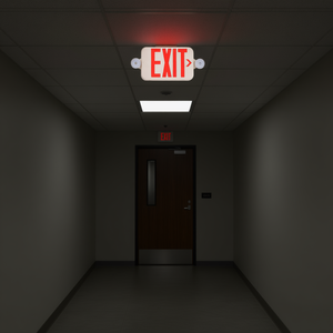 Lumière de secours LED rouge à 2 têtes avec batterie de secours, signalisation de sécurité incendie commerciale, éclairage d'urgence 3 heures - Product Image 2