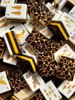 Ensemble de tuiles de mahjong américaines de luxe à motif léopard doré scintillant, 160 pièces, en acrylique de qualité supérieure, design moderne et portable, parfait pour le divertissement