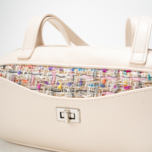 Sac à bandoulière beige avec nœud, garniture texturée, fermeture à loquet, sac à main à sangle unique pour les voyages quotidiens - Product Image 4