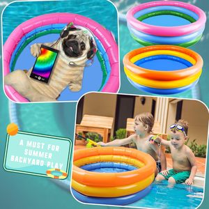 <span class=keywords><strong>Piscine</strong></span> gonflable en PVC pour enfants avec 3 anneaux en forme de beignets arc-en-ciel et design personnalisable - Product Image 5