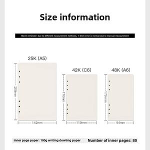 A5 A6 Papel de hojas sueltas de 6 agujeros Núcleo de repuesto Página interior Todolist <span class=keywords><strong>Plan</strong></span> semanal mensual Rejillas Matriz de puntos en blanco Estilo espiral A3 - Product Image 2