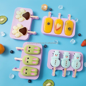 3 cavités multiples formes enfants dessin animé barre de yaourt fruits glace Popsicle Maker outils bricolage moules à crème glacée en silicone - Product Image 5