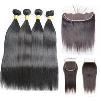 WXJLONGHAIR Mèches mélangées avec 6*4 & 13*4 dentelle frontale vente en gros pas cher Paquet de cheveux avec fermeture pour femme noire