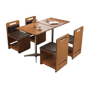 Table de salle à manger en bois massif et banquette 2 places pour restaurants, style moderne coréen, pour cafés et salons de thé commerciaux - Product Image 1
