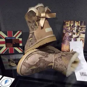 Botas de nieve de doble cara para mujer, botines de invierno de piel de oveja