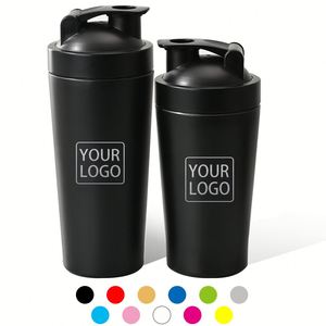 Custom logo 17oz 25oz Sports Metal Protein Shaker Cup <b>Double</b> <b>Wall</b> Ice Insulated Stainless Steel Shaker Bottle Gym - Product Image 1