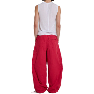 Pantalones Harem de Algodón Rojos para Hombre, Pantalones Cargo Extra Grandes con Bolsillos, Pantalones Plegados hasta la Rodilla, Pantalones Cargo Casuales Ligeros de Verano - Product Image 4