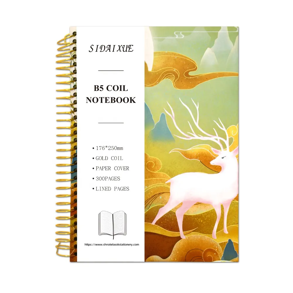 Custom Hardcover B5 Coil Notebook Spiral Binding Colorful Printing Student Planners with Belly Band
