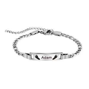 Bracelet personnalisé <span class=keywords><strong>en</strong></span> acier inoxydable avec chaîne <span class=keywords><strong>gourmette</strong></span>, nom personnalisé <span class=keywords><strong>en</strong></span> <span class=keywords><strong>or</strong></span> rose pour fille, garçon, bébé, style tendance pour fête - Product Image 6