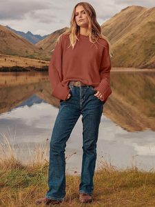 Damen Rundhals ausschnitt Langarm Übergroße <span class=keywords><strong>Fuzzy</strong></span> Knit Chunky Warm Pullover Langarm Pullover Top - Product Image 6