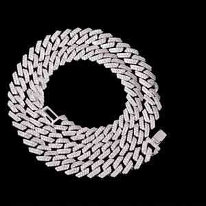 Chaîne cubaine en argent sterling avec diamants en moissanite VVS de 12 mm à 2 rangées, nouveau style, design raffiné, 100 % testée, pour collier hip-hop - Product Image 1