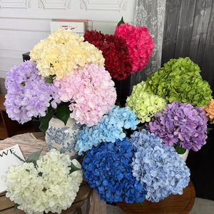 Bouquet de fleurs en soie d'hortensia à 5 têtes Jinxi, décoration de mariage réaliste - Product Image 1