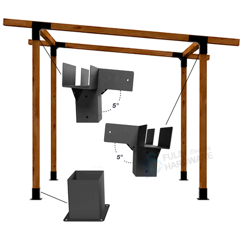 Pergola Bracket Heavy Duty Black Pergola Bracket Kit Outdoor Garden ...