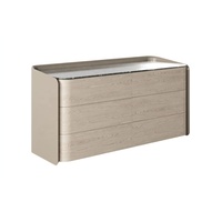 Commode moderne sur mesure avec design plat, dessus en marbre, panneau arrière mat en mélamine, armoire de rangement, buffet