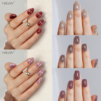 Pointe de faux ongles carrée courte en acrylique chromé brillant 30pcs Gel Stick on Artificial Gel Tip Nails Réutilisable Soft Gel Press on Nails