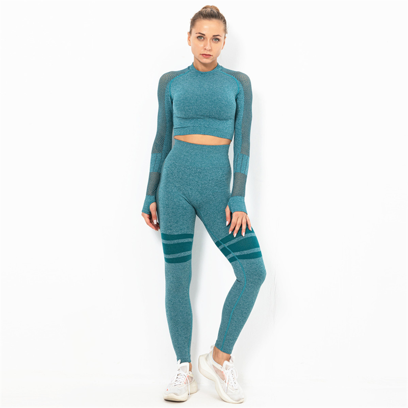 Fashion Modern Breathable Workout Clothing Women Active Wear Yoga Set 8 colors Long sleeve