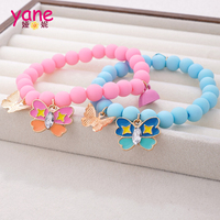 Kinder-Perlenarmband-Set, rosa Acrylperlen, elastischer Charm-Schmuck, Geschenk für Mädchen, Party