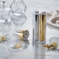 Botella Dosificadora Airless de Doble Cámara 5+5ml 10+10ml 15+15ml Material AS Plateado en Oro Envase Cosmético de Dos Compartimentos