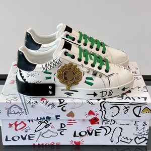 Zapatillas Deportivas Casuales de Alta Calidad con Diseño de Graffiti de Moda, Logotipo de Diseñador de Lujo, para Hombre y Mujer, Suela de TPU, Zapatos de Cuero Genuino - Product Image 3