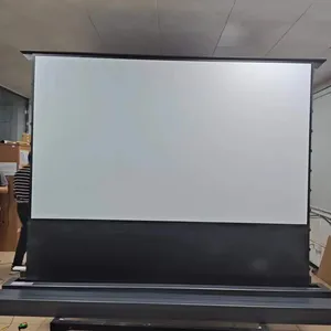 Manufacture New Item 120inch 150inch Soft PVC White Electronic Motorized Floor Rising Screen Home Use