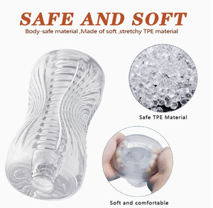 Masturbador Masculino de TPE Transparente, Suave y <span class=keywords><strong>El</strong></span>ástico, con Textura Realista para Estimulación del Glande y Entrenamiento de Resistencia - Product Image 1