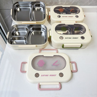 Boîte à lunch isotherme en acier inoxydable à 2/3 compartiments, boîte bento pour étudiants avec couverts, grande capacité, conteneur de stockage alimentaire