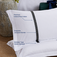 Parure de lit d'hôtel 100 % coton avec housse de couette à passepoil, ensemble 4 pièces pour nouveau projet hôtelier, idéal pour gîtes et appartements, vente en gros directe usine