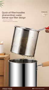 Stainless Steel Deep Fryer with <strong>Fish</strong> Strainer French Japanese Chips Mesh Pasta Pan Basket <strong>Pot</strong> Metal Fry Pan - Product Image 6