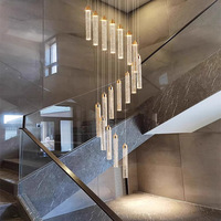 En stock, Lustre suspendu en spirale moderne et luxueux, Lampes suspendues en cristal LED dorées pour villa, hall d'entrée, salon, loft, escaliers