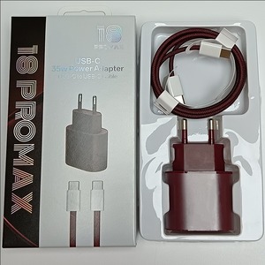 Ensemble de chargeur rapide USB-C PD 35W, rouge vin, câble USB C vers C tressé, prise US EU UK, kit adaptateur de charge portable pour iPhone 18 - Product Image 4