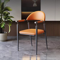 Restaurant de luxe moderne 4 6 8 Ensemble de chaises de salle à manger Hôtel Cuisine Café Cuir Métal Banquet Véranda Traiteur avec accoudoir Design