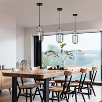 Nouvelle suspension industrielle, lampe suspendue de style farmhouse, lampes suspendues noires pour la maison, lumière d'îlot de cuisine de style farmhouse, bois
