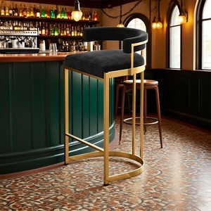 Chaises et tabourets <span class=keywords><strong>de</strong></span> <span class=keywords><strong>bar</strong></span> Wayon, modernes, luxueux, en métal haut <span class=keywords><strong>de</strong></span> gamme, en velours, avec siège pivotant, pour hôtel et restaurant, repas en plein air - Product Image 6