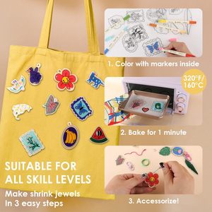 DIY <span class=keywords><strong>Shrinky</strong></span> <span class=keywords><strong>Dinks</strong></span> Bastelset, Schrumpfplastik-Blattset mit Zubehör, Lehrreiches Magisches Kunst-Bastelset für Kinder - Product Image 4