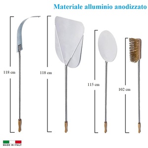 Set di spatole per pizza in alluminio con spatola rotonda e rettangolare, spazzola per forno e spargitore di braci per l'uso nel forno per pizza - Product Image 2