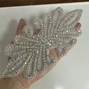 Apliques de diamantes de imitación de plata AB, parches de flores para planchar/coser, accesorios de vestido de novia para decoración de ropa - Product Image 3