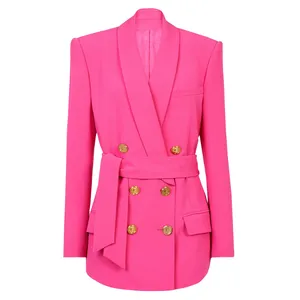Women's Blazer Long Sleeve Casual Oversized Business Suit Coat Female Autumn Wear Loose Double Breasted Jacket