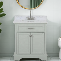 Élégance moderne Armoire de salle de bain très simple Armoire de salle de bain 30 pouces en marbre artificiel blanc Armoire de salle de bain sur pied