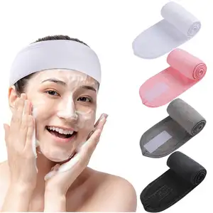 Custom logo yoga spa face wash nonslip sport stretchable washable velcro hair accessories hairband headband for girls