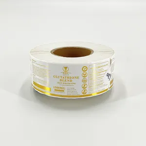 Rollo de pegatinas de vinilo autoadhesivas, pegatinas de logotipo impermeables, personalizadas, papel de aluminio dorado