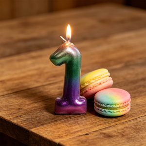 Party Love Rainbow Finish Candles Number 1 6Cm Rainbow Color Birthday Candle - Product Image 4