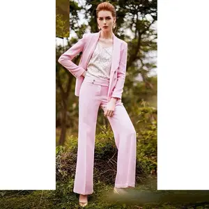New trend cape collar Pink suit women colors 2 pieces wholesale women elegant skirt suits ladies office wear suits