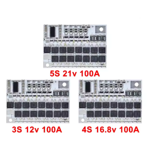 Carte de protection de batterie Li-ion/Li-polymère 3S/4S/5S 12V 16.8V 21V 3.7V 100A avec équilibrage de charge - Product Image 2