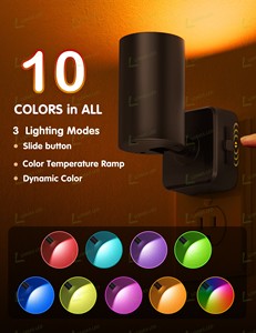 Veilleuse murale LOHAS RGB avec capteur crépusculaire, style rotatif, pour chambre d'enfants et d'adultes, salle de bain, couloir - Product Image 2