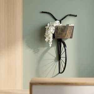 Jarrón de Pared de Metal Industrial con Forma de Bicicleta y Cesta para Flores, Decoración Rústica para Montar en la Pared, Decoración para el Hogar - Product Image 2