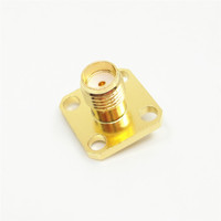 Conector RF de latón chapado en oro hembra SMA directo de fábrica con impedancia de 50Ω hasta 18Ghz y brida en varias formas